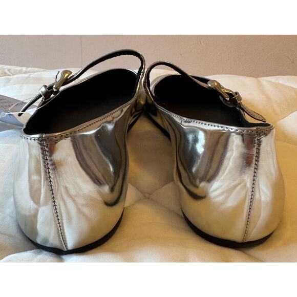 NWT AEROSOLES Perry Metallic Silver Mary Jane Buckle Ballet Flats Size 8.5 - Picture 5 of 8